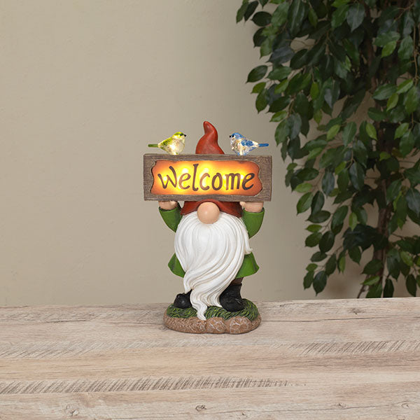 Solar Lighted Gnome Welcome Figurine