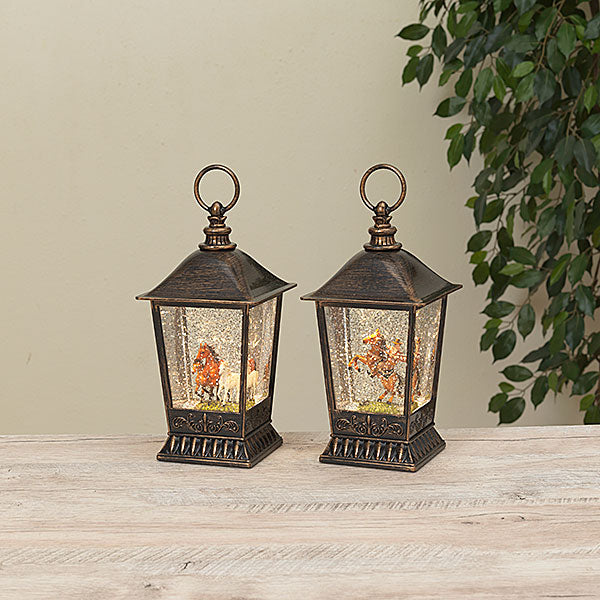 Lighted Spinning Water Lantern with Range Scene