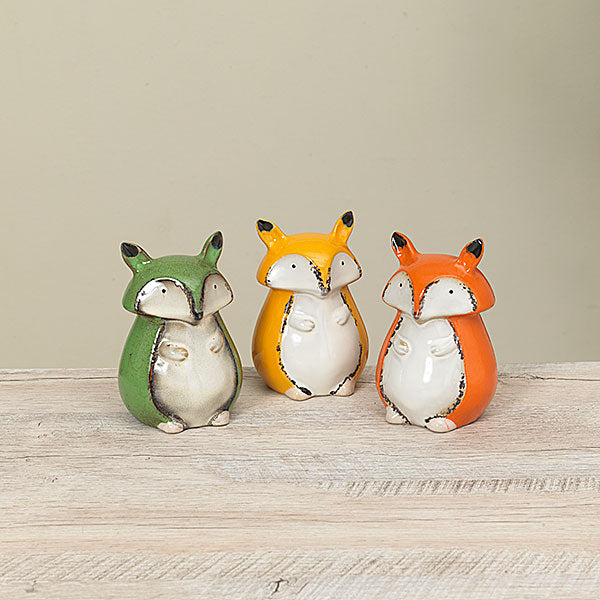 Ceramic Fox Figurines - 3 Colors