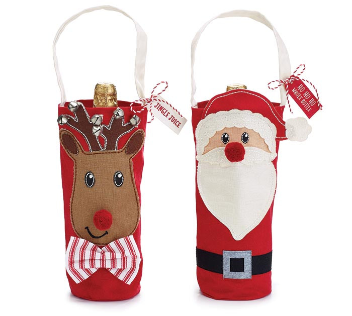 Reindeer And Santa Bottle Bag