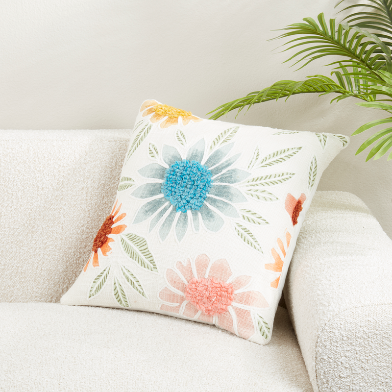 Embroidered Floral Pillow