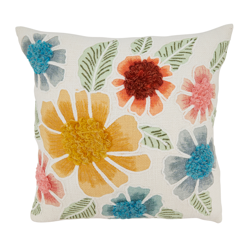 Embroidered Floral Pillow