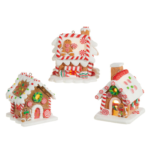 Lighted Gingerbread House Ornament  - 3 Options
