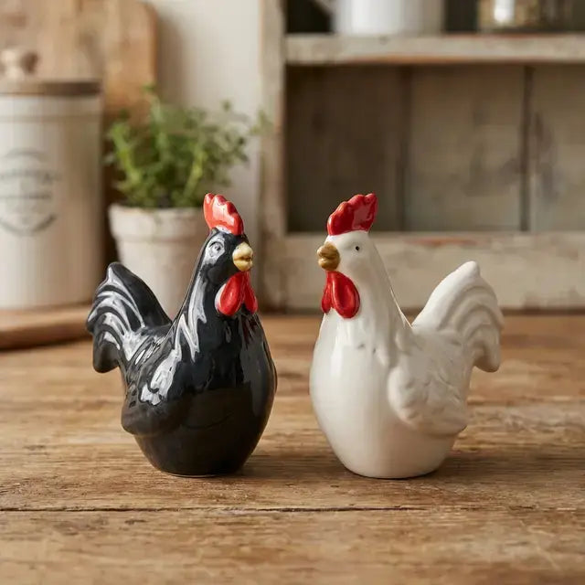 Farmhouse Rooster Salt & Pepper Shaker Set