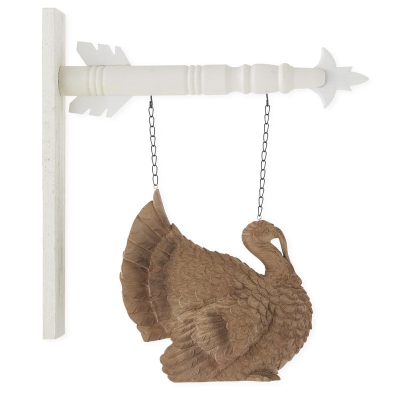 Decorative wall hook with a brown swan design on a white background