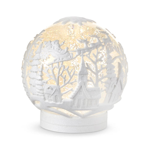 Town Scene Lighted Swirling Glitter Embossed Water Globe