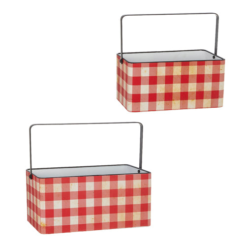 Red and White Buffalo Plaid Containers