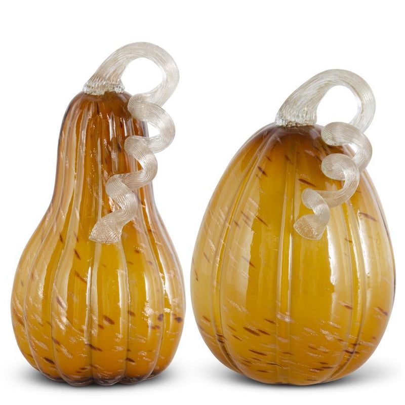 Yellow Speckled Handblown Glass Pumpkins