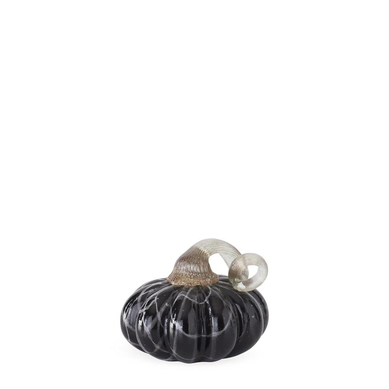 Black with White Swirls Hand Blown Glass Pumpkins