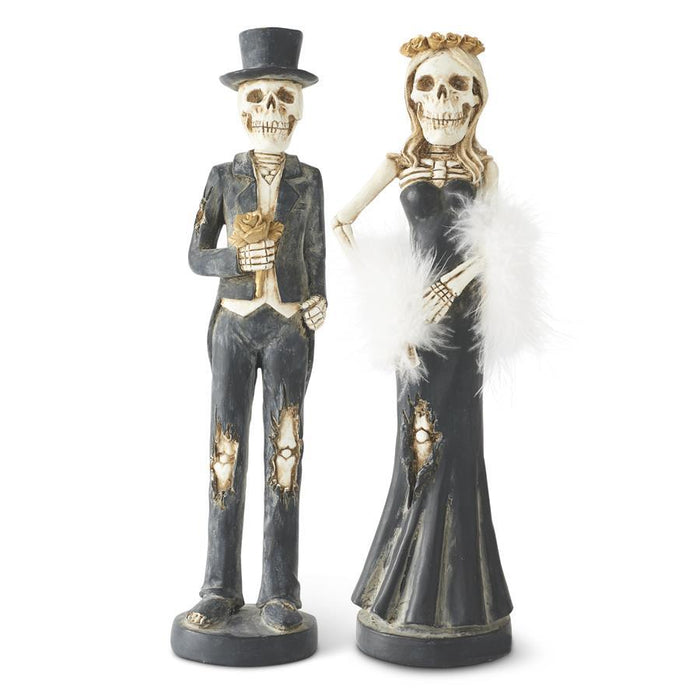 Skeleton Lady & Man Taper Candle Holders