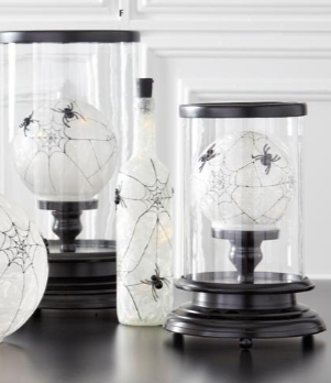 Frosted Glass LED Spider Web Globes with Timer