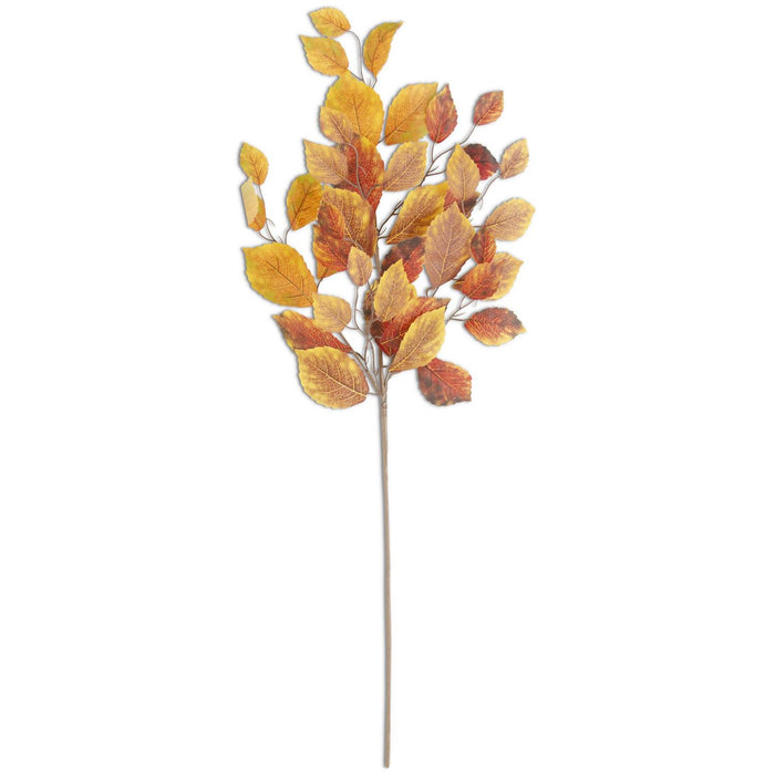 Golden Yellow & Rust Birch Leaves Stem