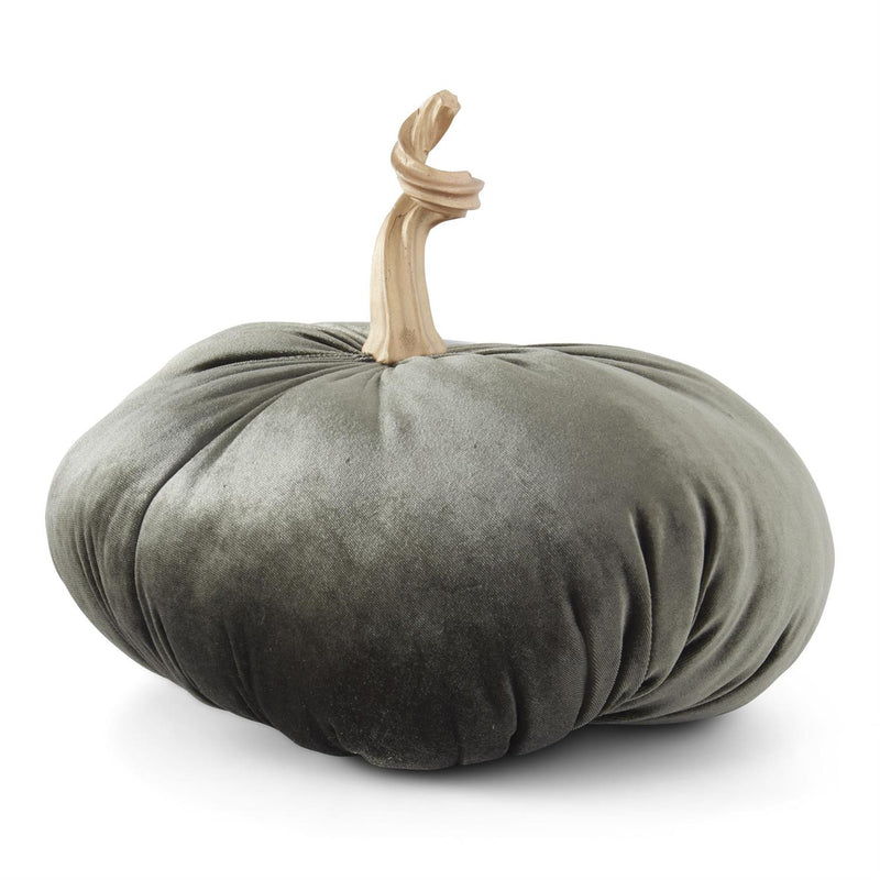 Green Velvet Stuffed Pumpkin w/Twisted Gold Stem