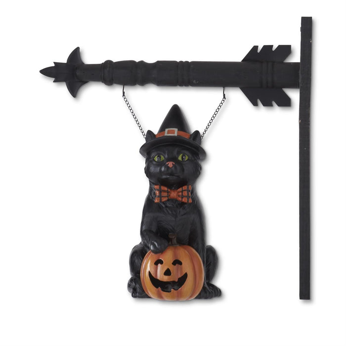 Black Cat with Witch Hat & LED Jack o Lantern Arrow Replacement