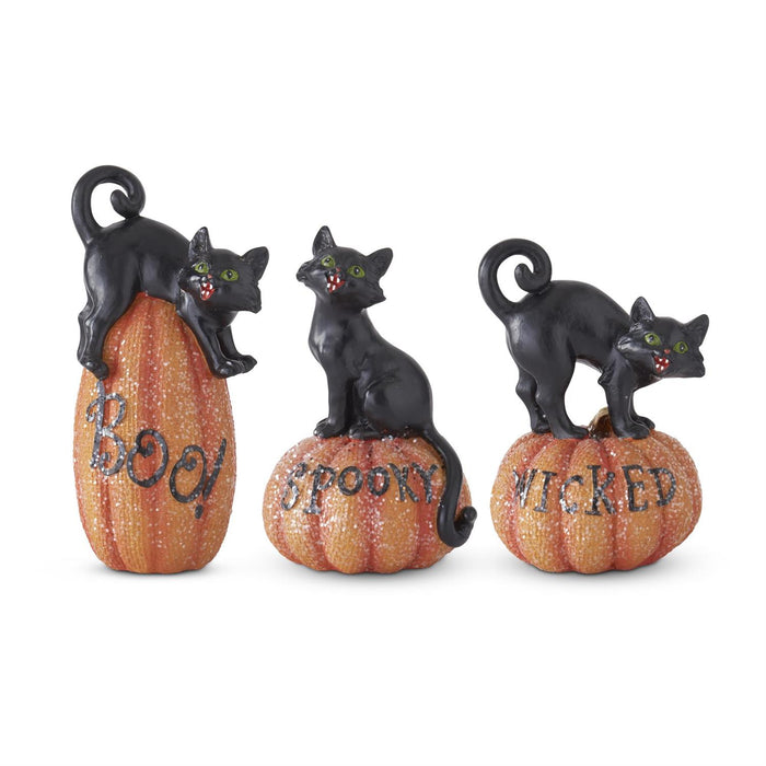 Black Cats on Glittered Pumpkins