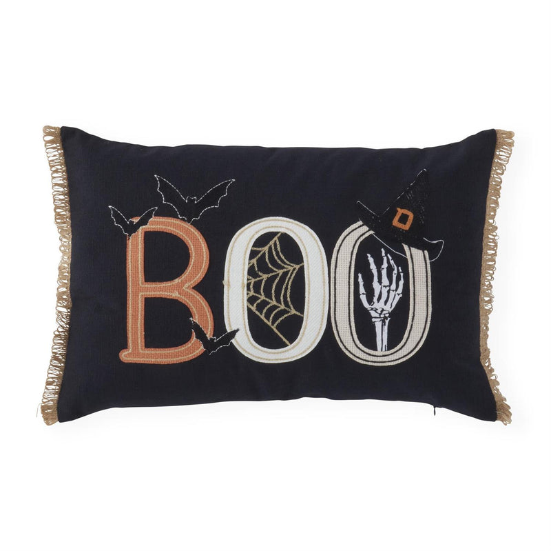 Lumber Black Halloween Boo Stitched Pillow