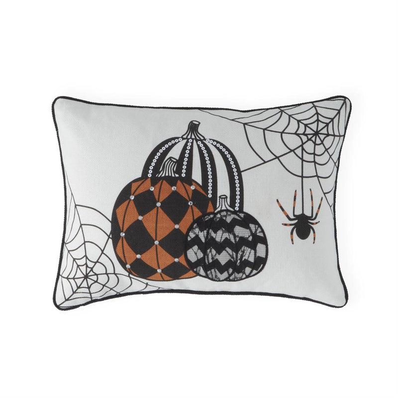 Lumbar White Halloween Pumpkin Pillow