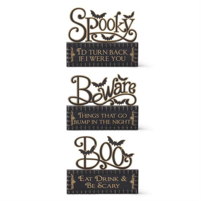 Halloween Cutout Signs on Bricks