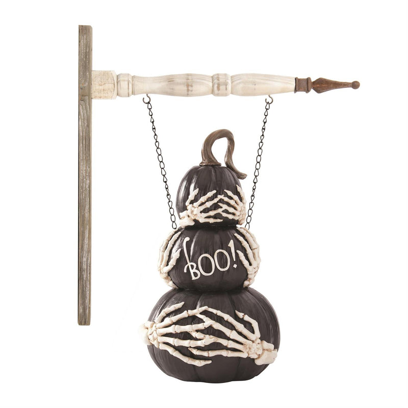 Black Staked Boo Pumpkins with Skeleton Hands Arrow Replacement