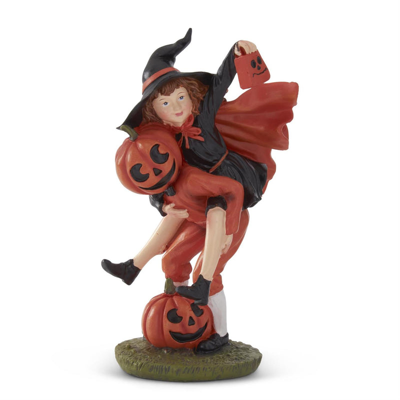 Halloween Girl and Pumpkin Man Figurine