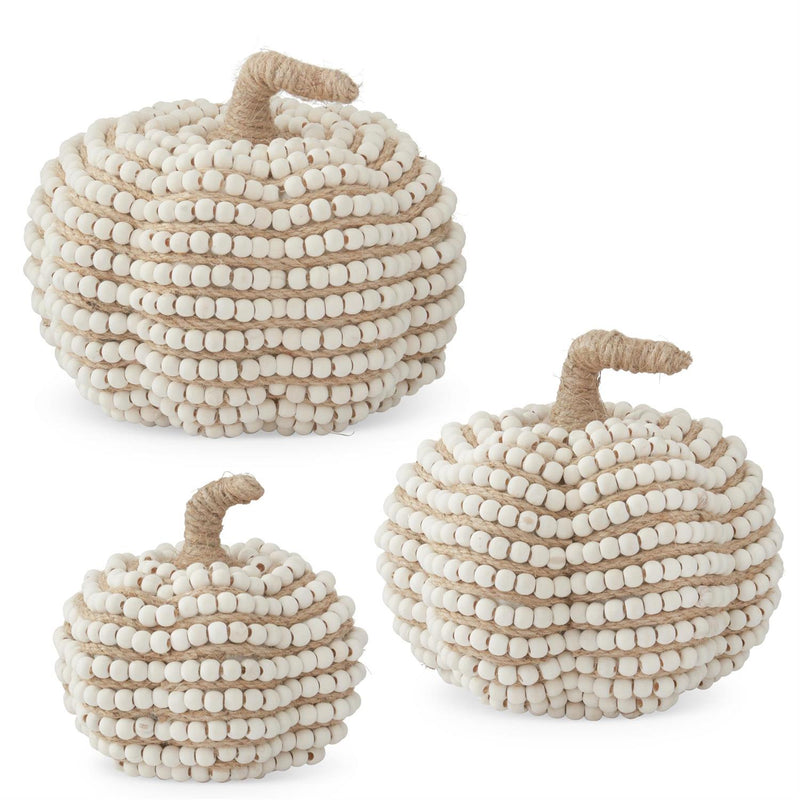 Cream Bead and Wood Pumpkins