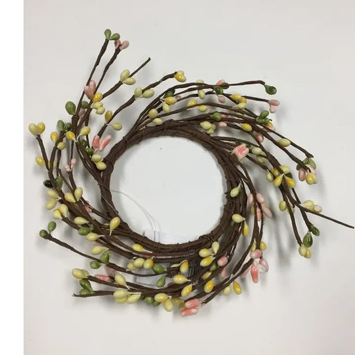 Decorative wreath with small flowers on a white background