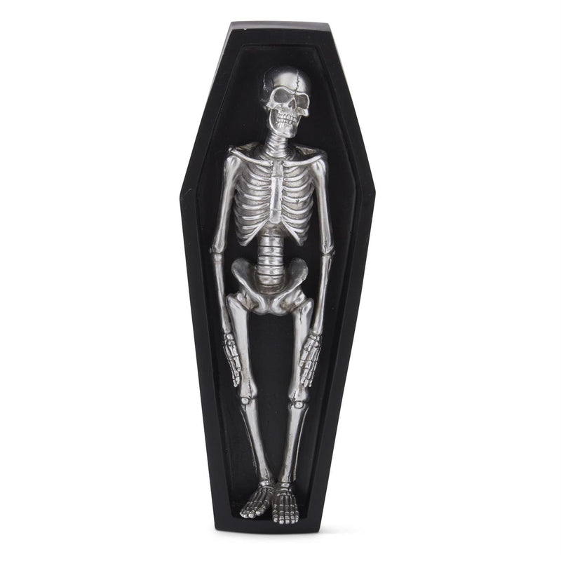 Wall Hanging Silver Skeleton in Coffin