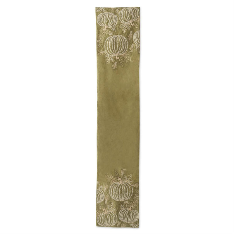 Decorative table runner with pumpkin pattern on a white background