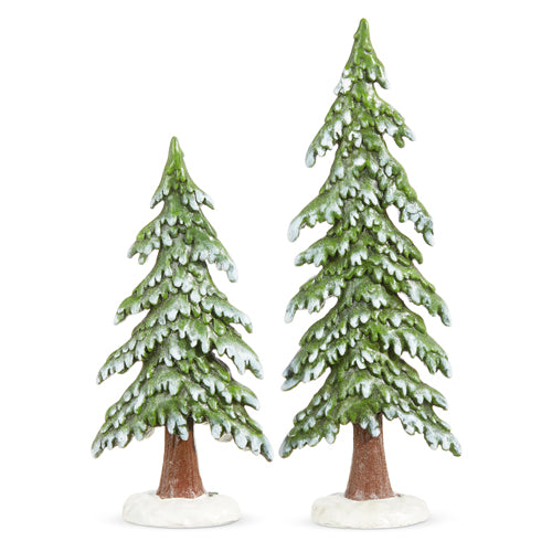 Snowy Green Trees - Set of 2