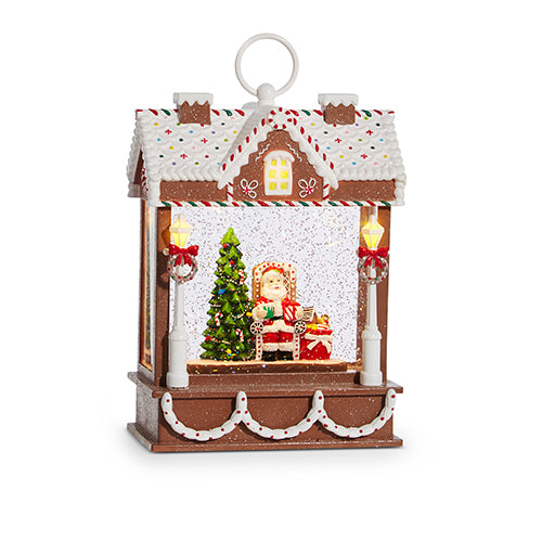 Santa Musical Lighted Water Gingerbread House