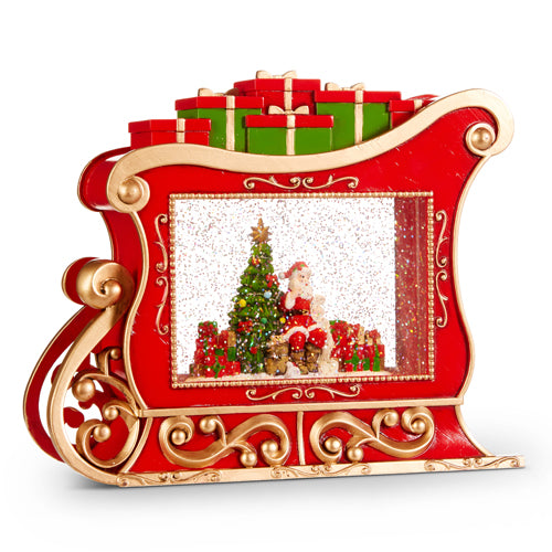 Santa Checking List Musical Lighted Water Sleigh