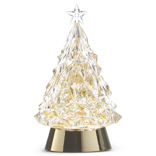 Lighted Tree with Gold Swirling Glitter