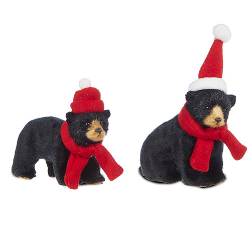 Black Bear with Scarf and Hat Ornament - 3 Options