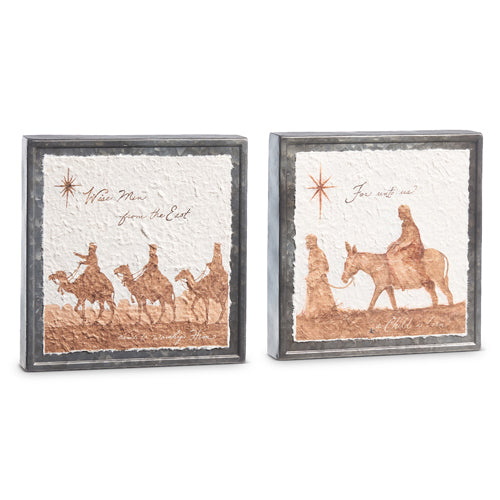 Holy Family and Three Wise Men Textured Paper on Galvanized Block - 3 Options