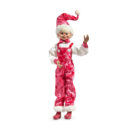 Posable Pink Velvet Overall Elf