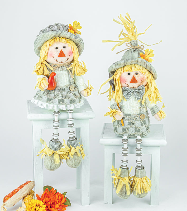 Gray Fall Scarecrow Button Leg