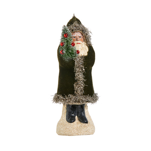 Dark Green Velvet Santa Ornament
