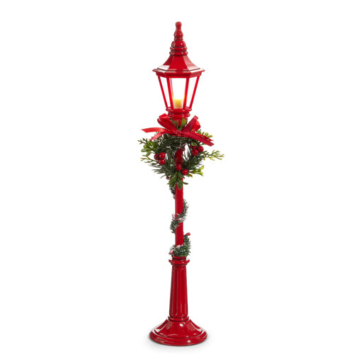 Lighted Red Lamp Post