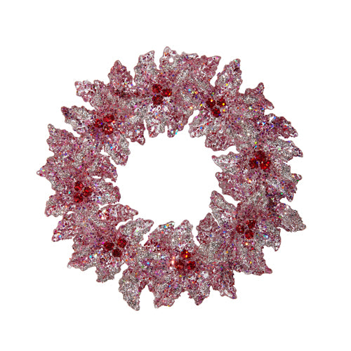 Blushing Glittered Wreath Ornament