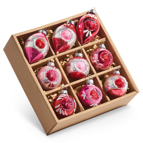 Box of Pink Vintage Reflector Ornaments