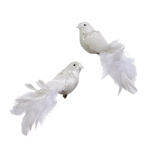 Clip on White Bird Ornament