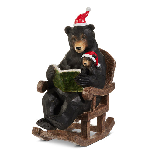 Wood Look Papa Bear Reading with Baby