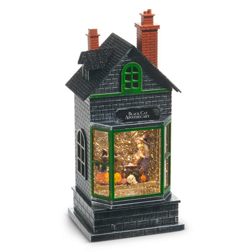 Spooky Witch in Lighted Haunted House Water Lantern