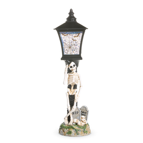 Lighted Glitter and Bats Water Lamp Post