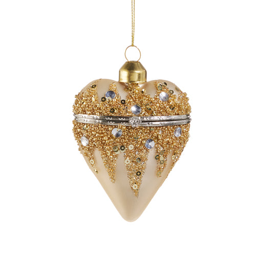 Champagne Gold Heart Box Ornament