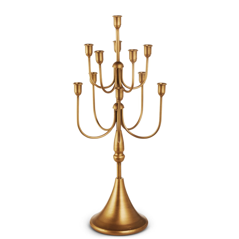 Gold candelabra on a white background