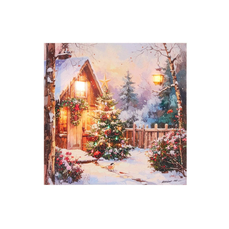 Mini Holiday Cabin Lighted Print