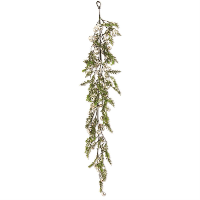 Snowy Pine with Silver Jingle Bells Garland - 60"