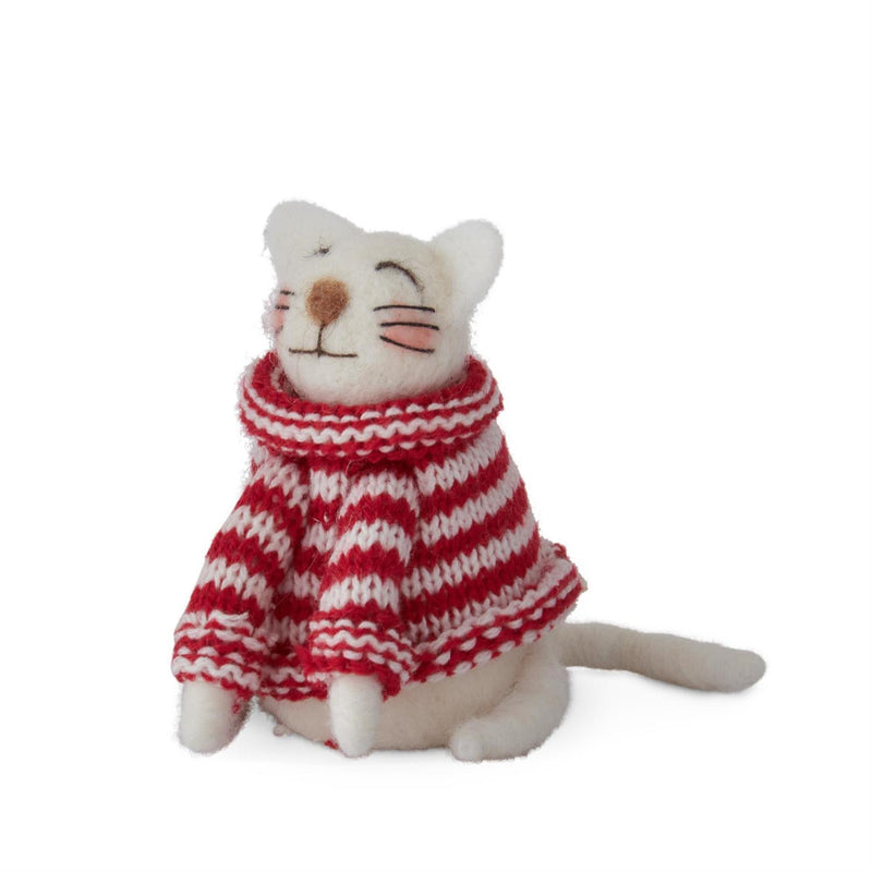 Wool Cat with Sweater Ornament