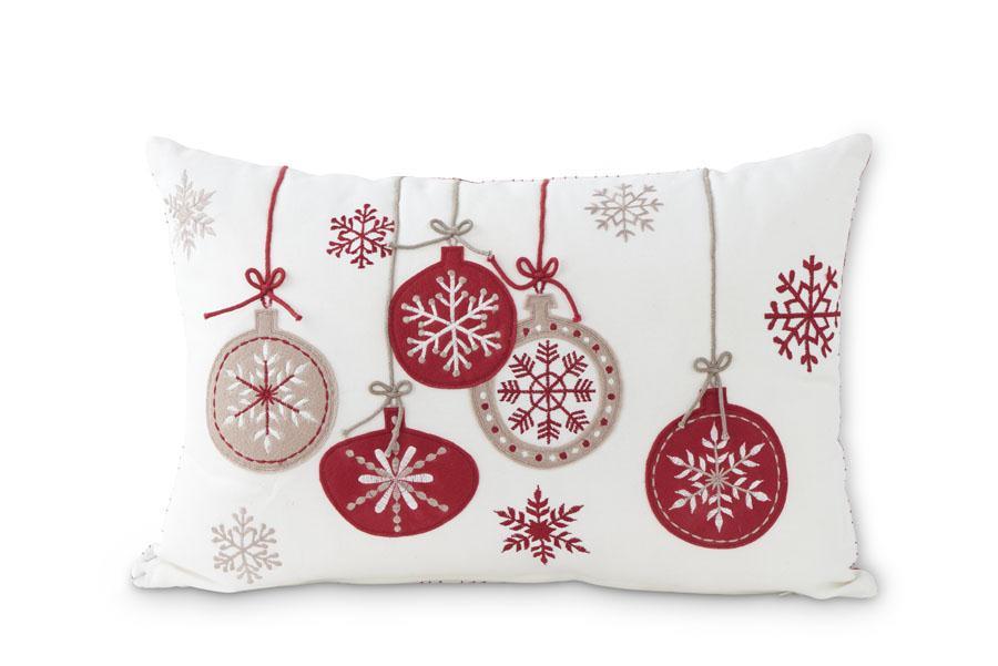 Rectangular White Pillow with Felt Ornaments